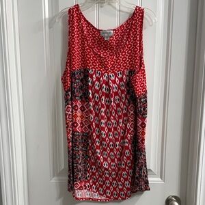 Avenue Red Patchwork Sleeveless Top